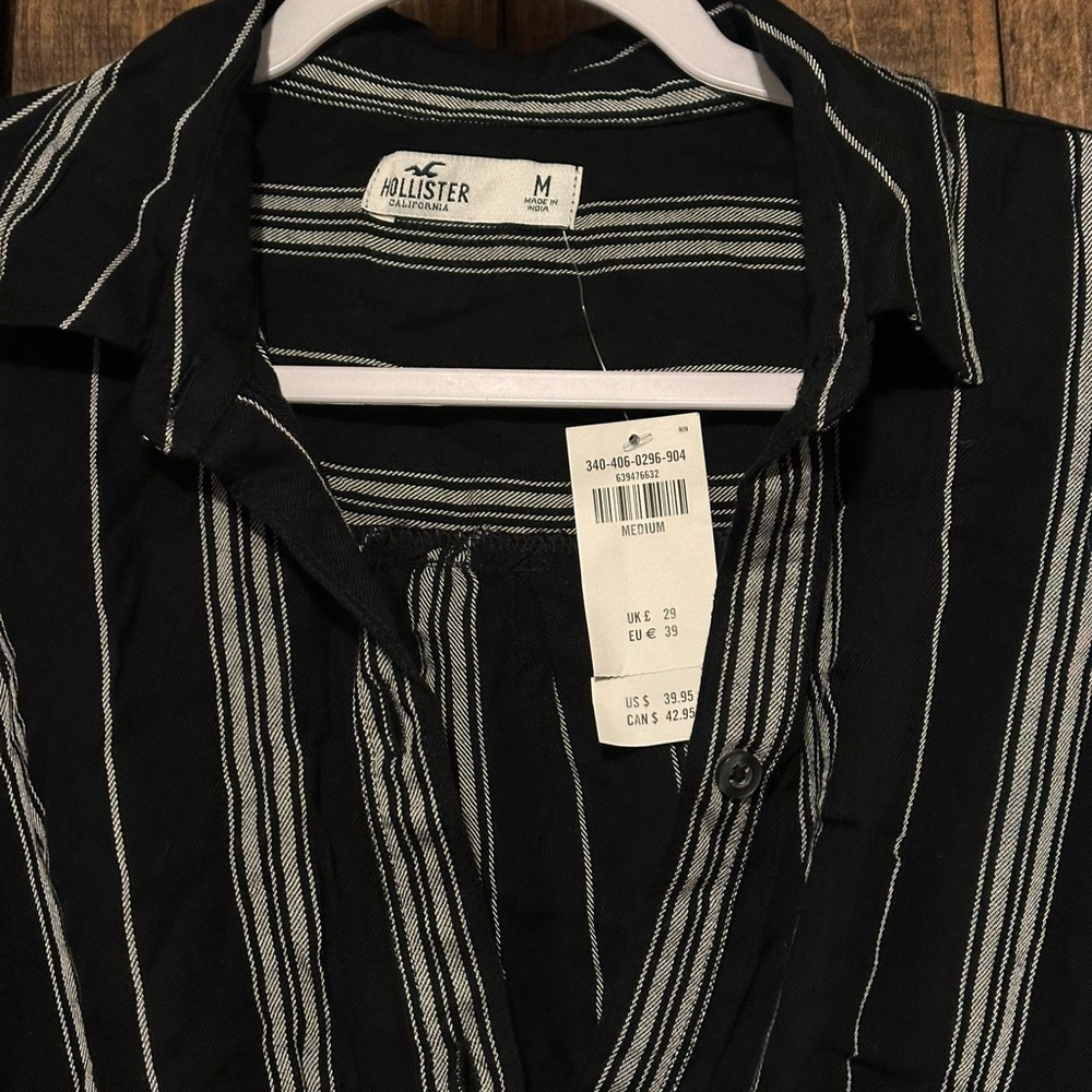 Hollister Black and White Striped Shirt